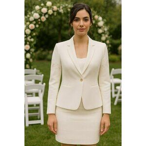 NWT BCBG Maxazria Skirt Suit Sz XS / S Ivory Lace Stretch Elastic Office Siren